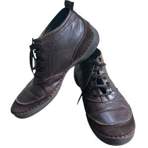 Josef Seibel Brown Lace Up Suede Leather Boots Booties Sz 8 EU 38 Combat Flat